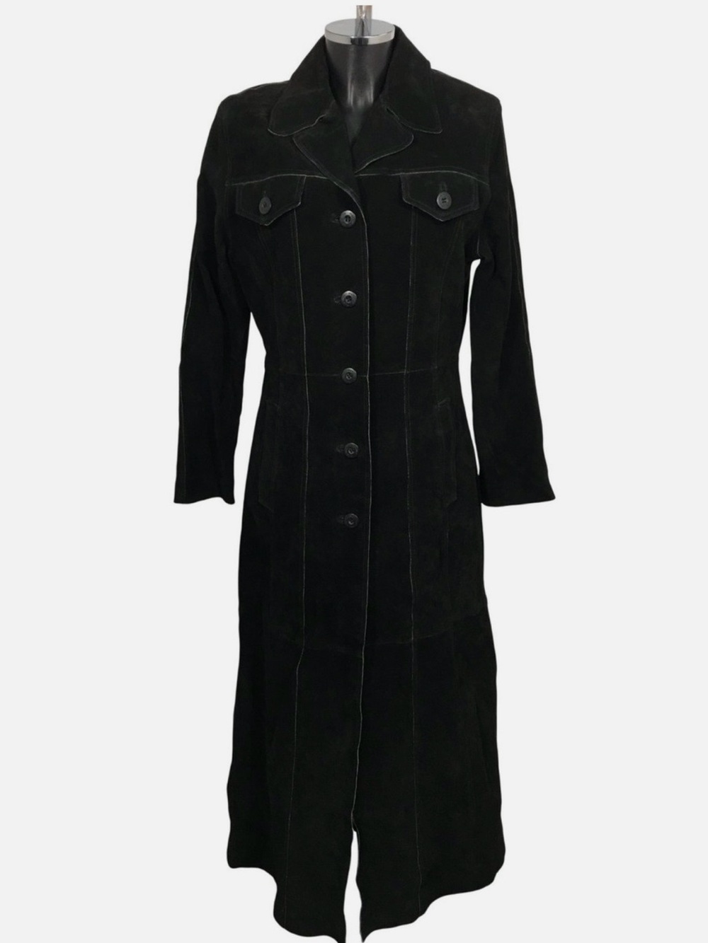 Wilson Black Long Suede Trench Coat